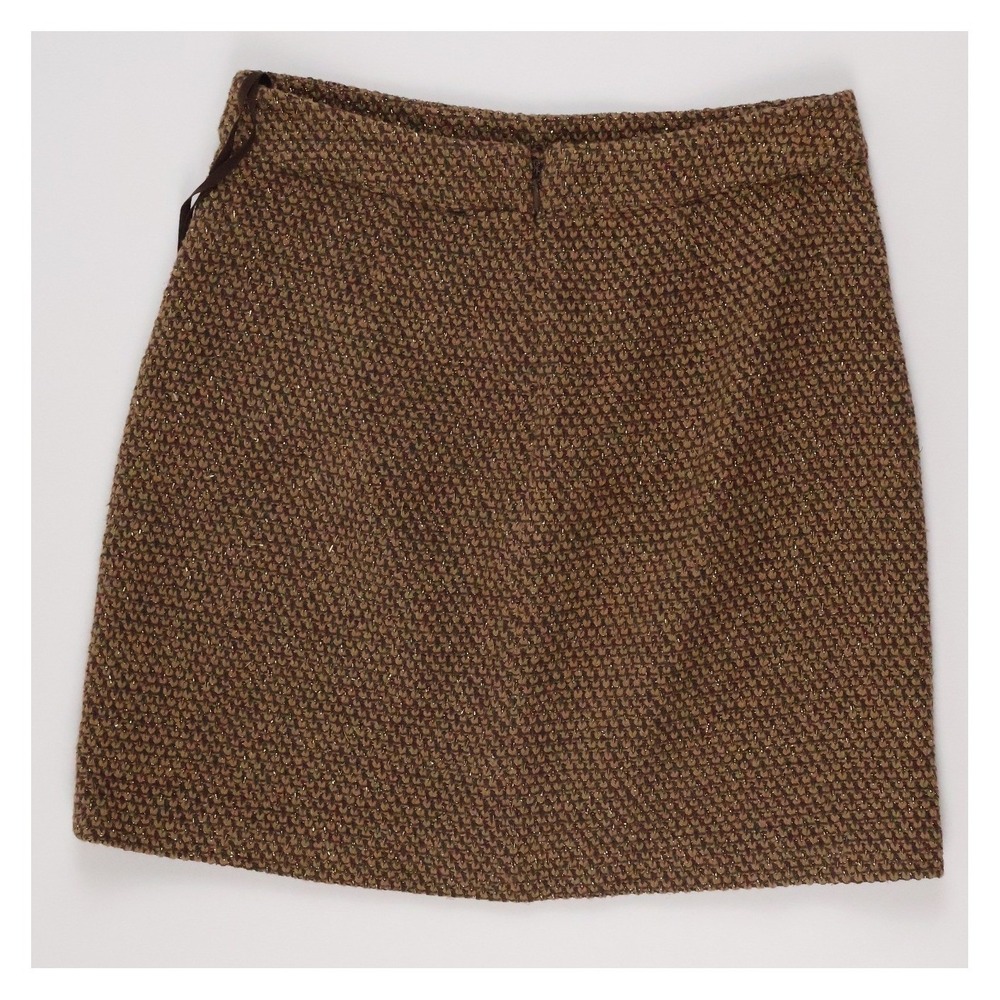 L'AGENCE Mini Skirt Zonder Button Hot Fudge Cinnamon 2 Cotton Tweed NWT $300 - Picture 2 of 7